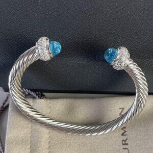 7 mm Classics David Yurman Bracelet in Sterling Silver with Blue Topaz Diamonds